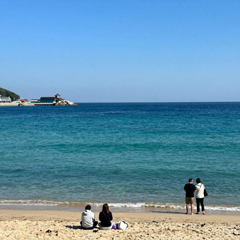 남해 설리해수욕장 에메랄드빛 바다와 고운 모래사장 풍경