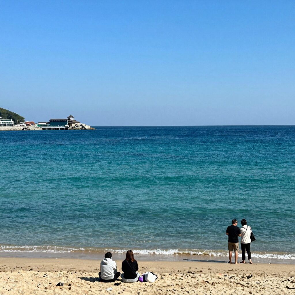 남해 설리해수욕장 에메랄드빛 바다와 고운 모래사장 풍경