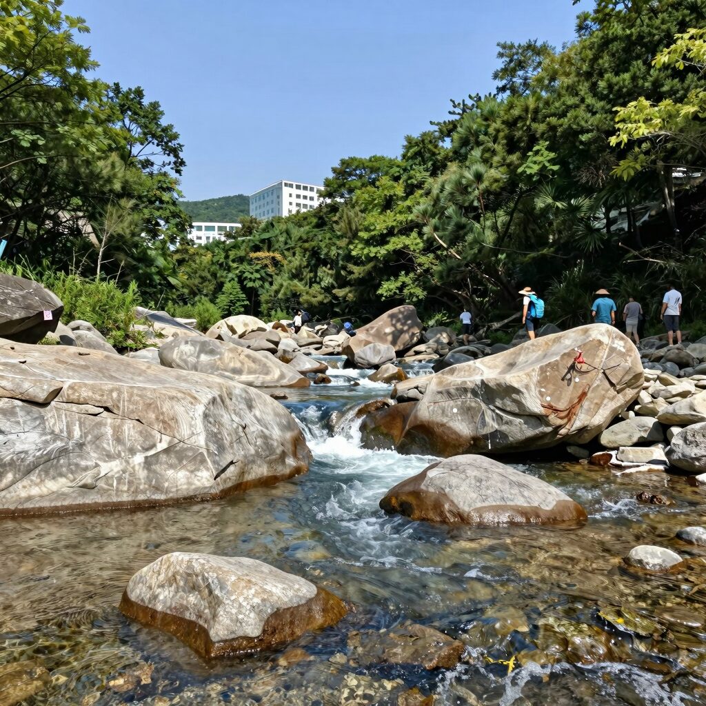 광양 어치계곡 맑은 물과 바위 풍경 여름 피서지