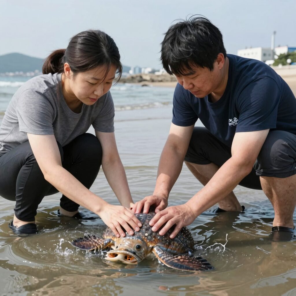 해파리에 쏘였을때 바닷물로 세척하고 온찜질하는 응급처치 방법