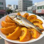 호박갈치조림 황금레시피 완성 접시에 담긴 단호박과 갈치 모습
