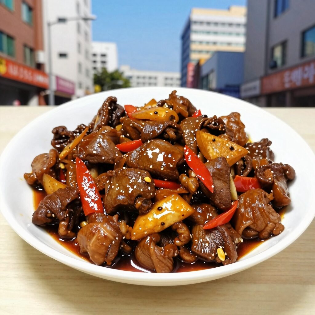 돼지고기 가지볶음 완성된 접시