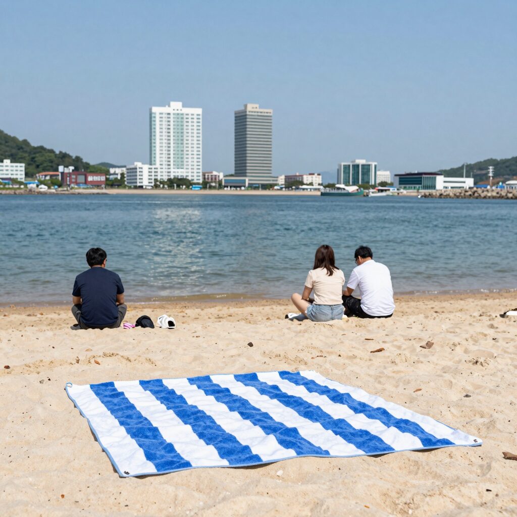 여수 디오션 워터파크 수건 비치 모습