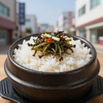 가지콩나물밥 반반 솥밥 간단 레시피 가지콩나물밥 반반 냄비밥 재료와 완성 접시
