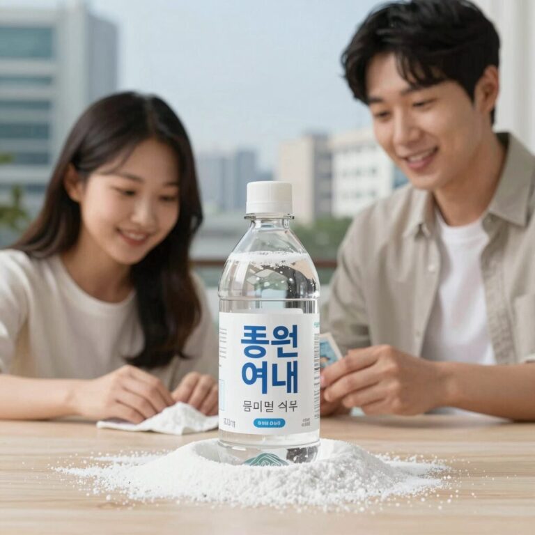 옷 쉰내 제거를 위해 베이킹소다와 식초를 준비한 사진