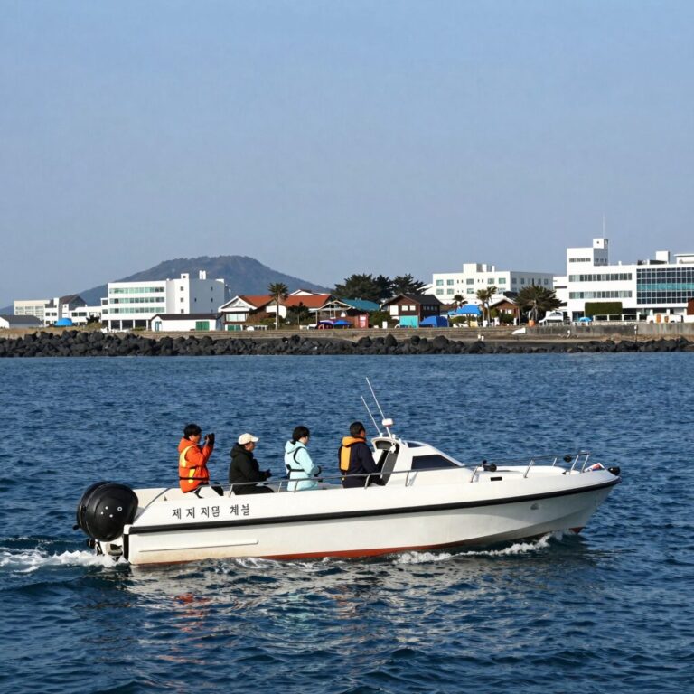 제주 제트보트 체험하는 모습