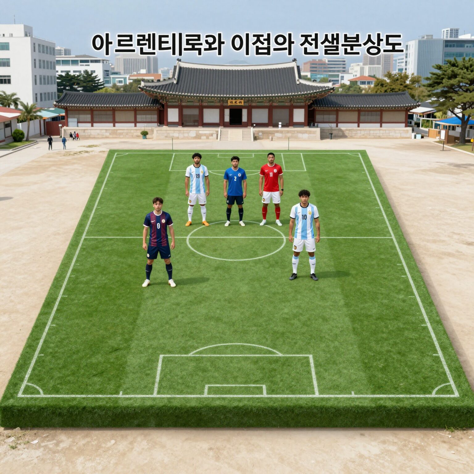 아르헨티나와 이집트의 전술 분석도. 메시와 살라의 위치, 2선 침투 루트를 표시함.