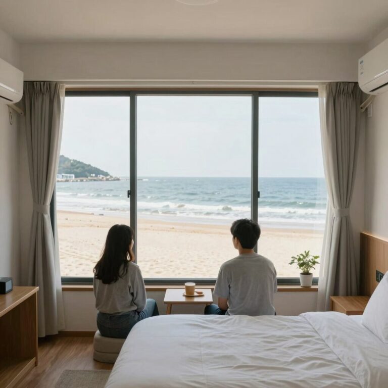 아야진 해수욕장 펜션 객실에서 바라본 오션뷰 사진