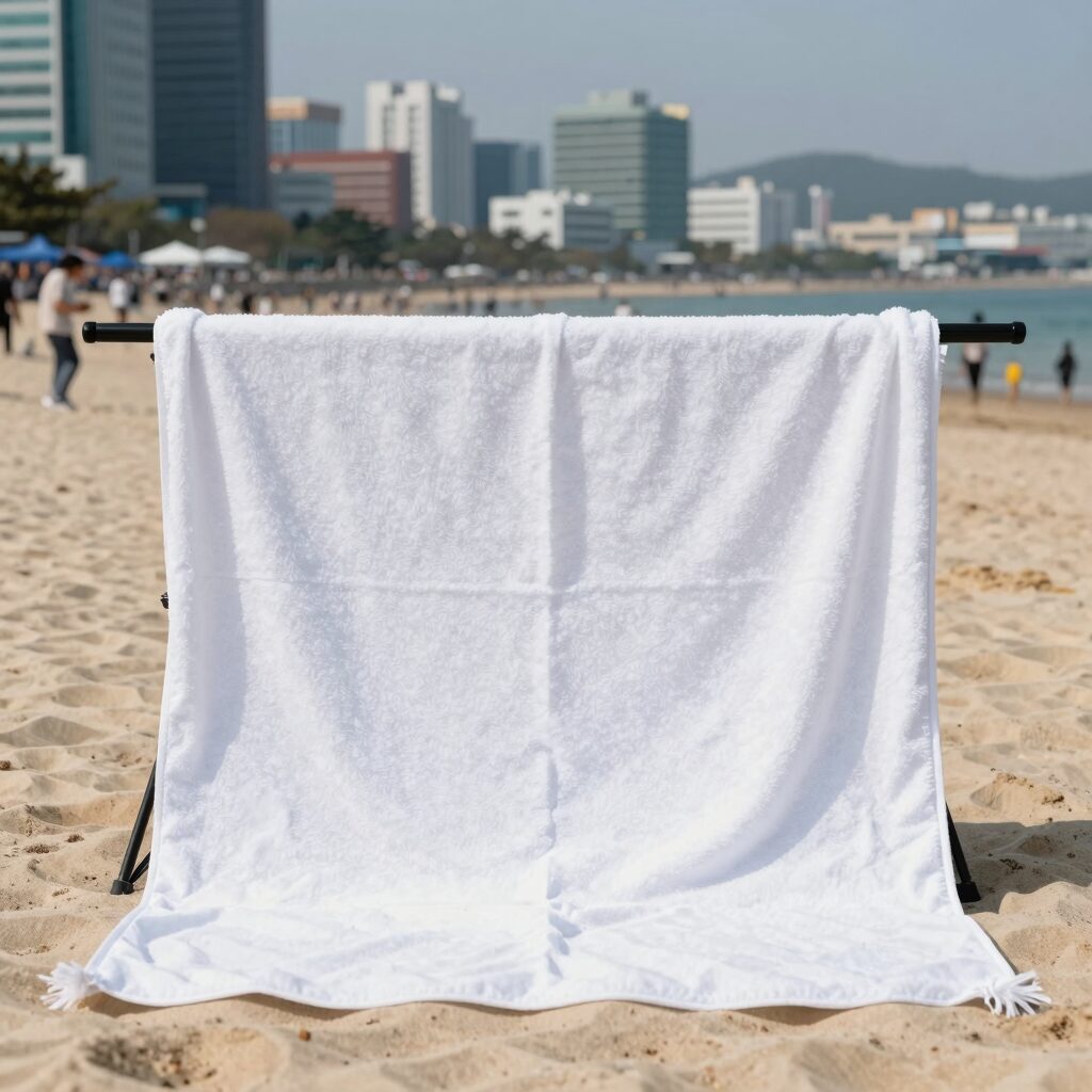 대형 비치타올을 접었을 때와 펼쳤을 때 크기 비교