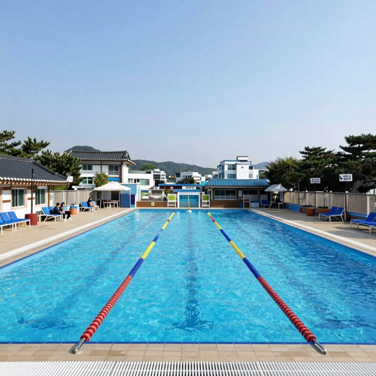홍천 푸른별펜션 금성방에서 본 수영장 전경