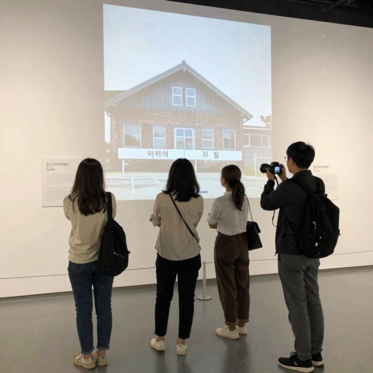 부산영화체험박물관 내부 체험 공간에서 관람객이 영화 속 주인공이 된 듯 사진을 찍고 있는 모습