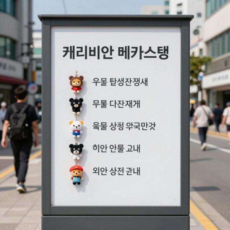 캐리비안베이 메가스톰 우선 탑승권 캐릭터 팔찌와 대기 시간 안내판