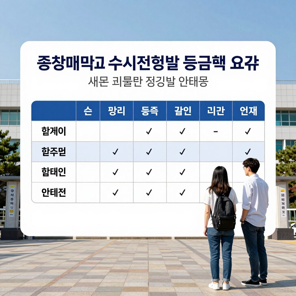 중앙대학교 수시 전형별 등급컷 요약 그래프와 합격 전략 안내 이미지