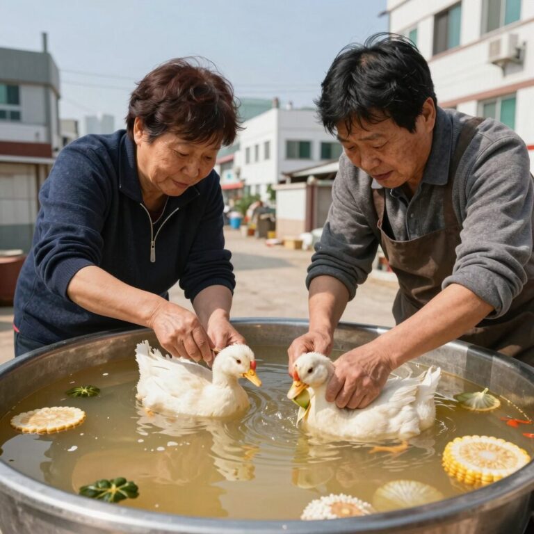 닭과 채소로 육수를 우리는 모습, 초계탕 육수 만들기 과정