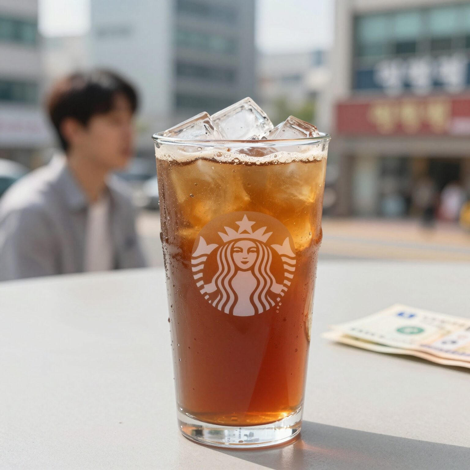 얼그레이 복숭아청 아이스티 완성 사진
