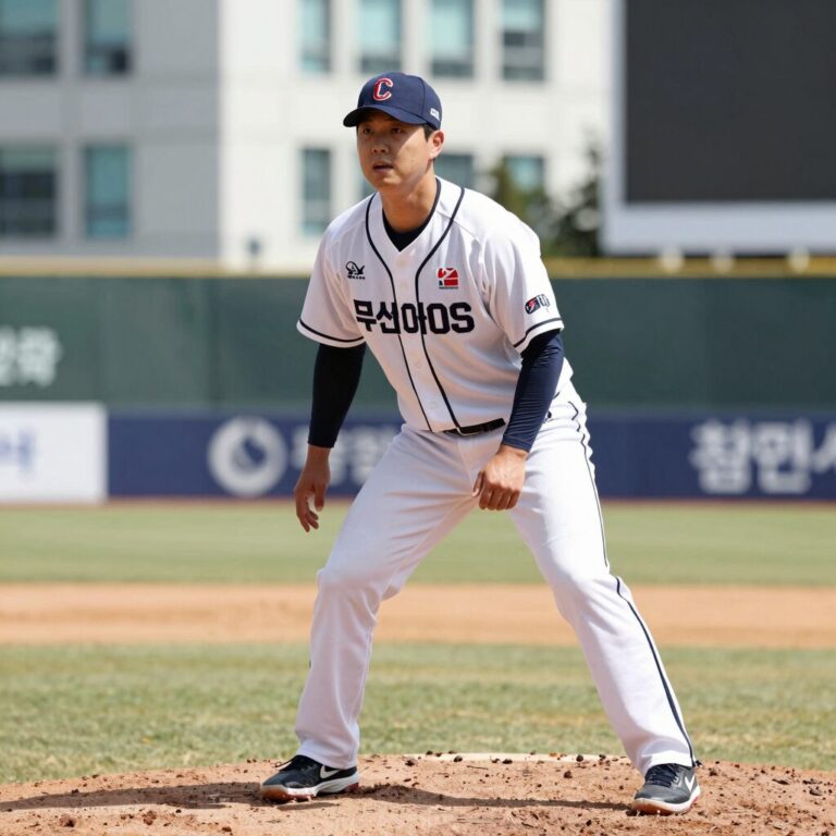 두산 베어스 최민석이 블로킹 자세를 취하고 있는 모습