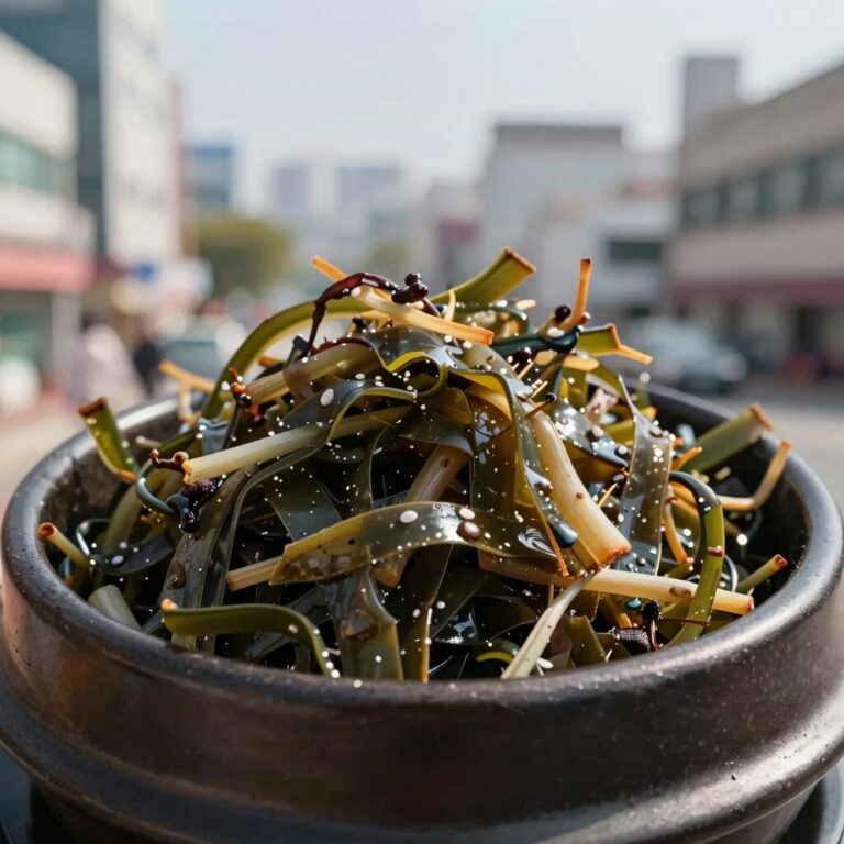 시원한 냉콩나물국 그릇에 담긴 사진