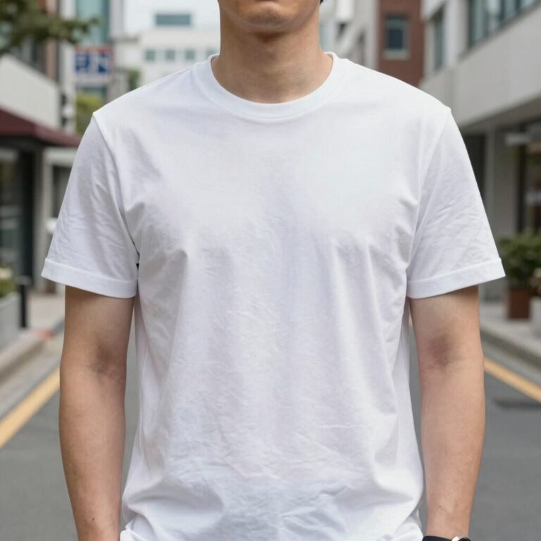 탑텐 쿨에어 크루넥 반팔티 착용 모습
