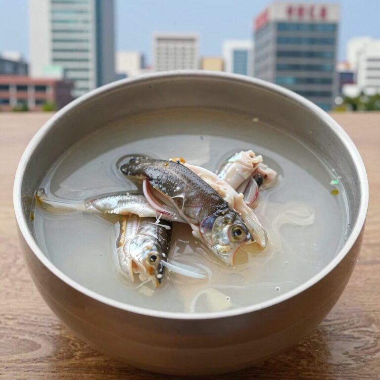 시원한 멸치 냉국수 완성 그릇 사진