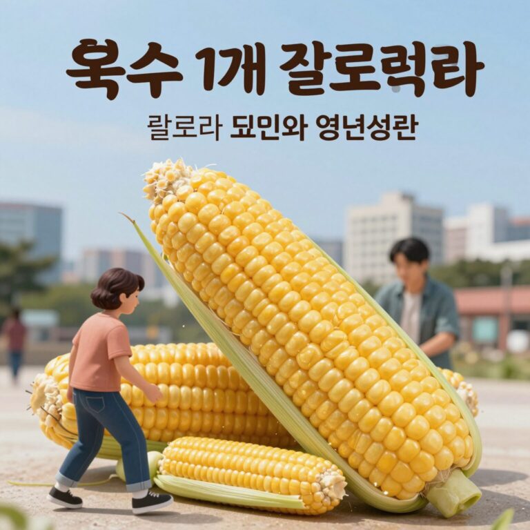 옥수수 1개 칼로리와 영양성분을 설명하는 이미지