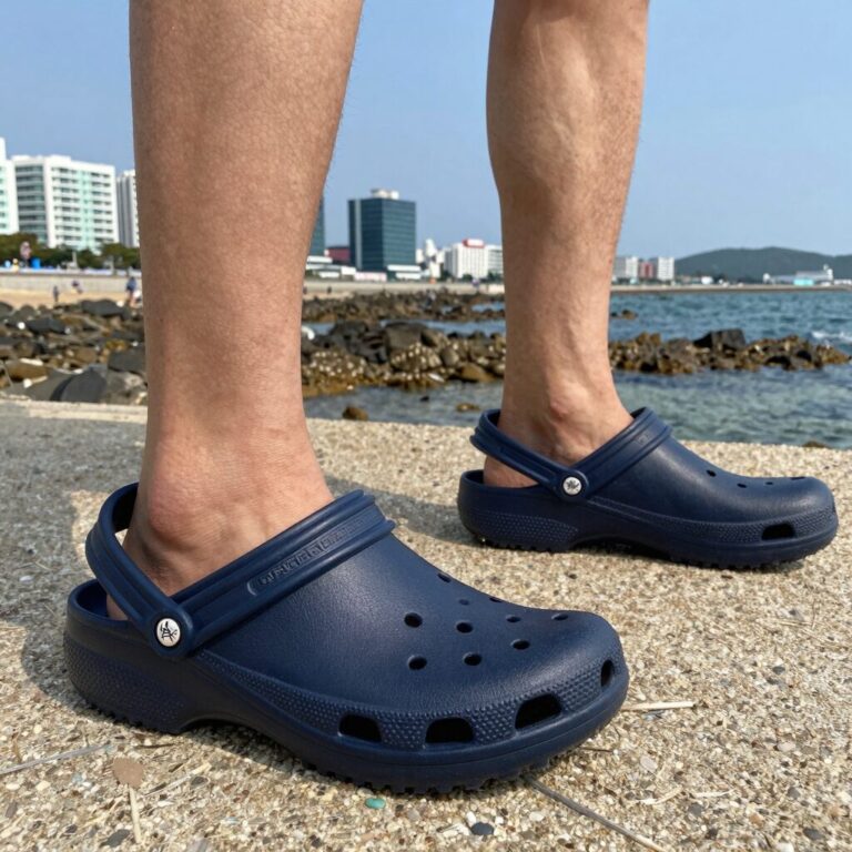 크록스 아쿠아 슈즈를 신고 오션월드 파도풀에서 즐기는 모습