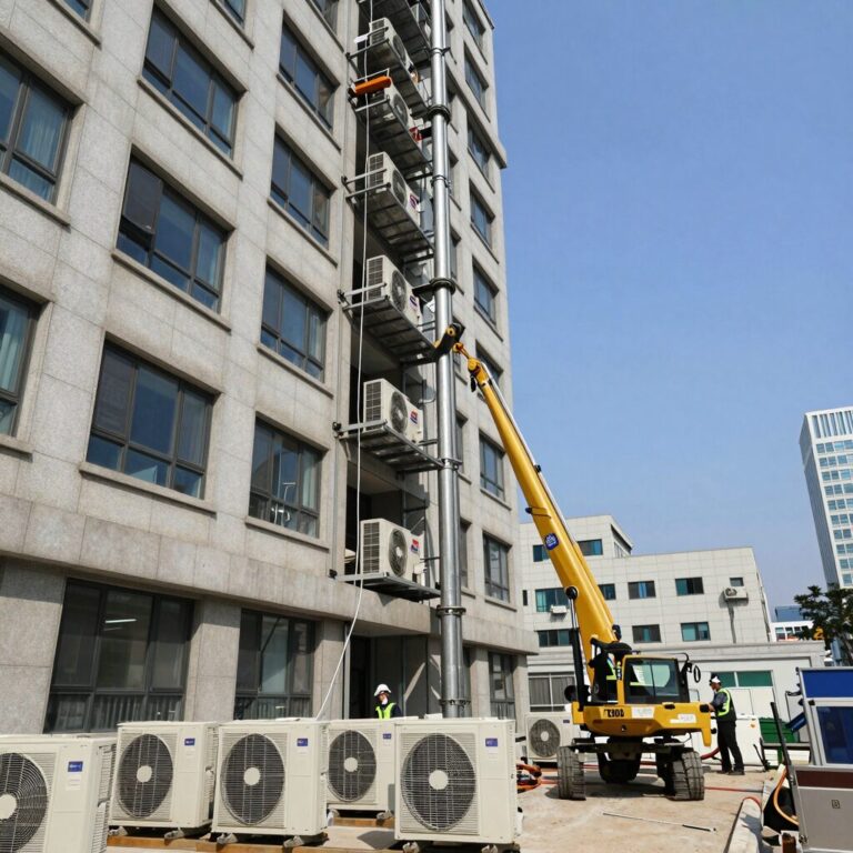 대전 오피스텔 고층 실외기 해체 작업 모습