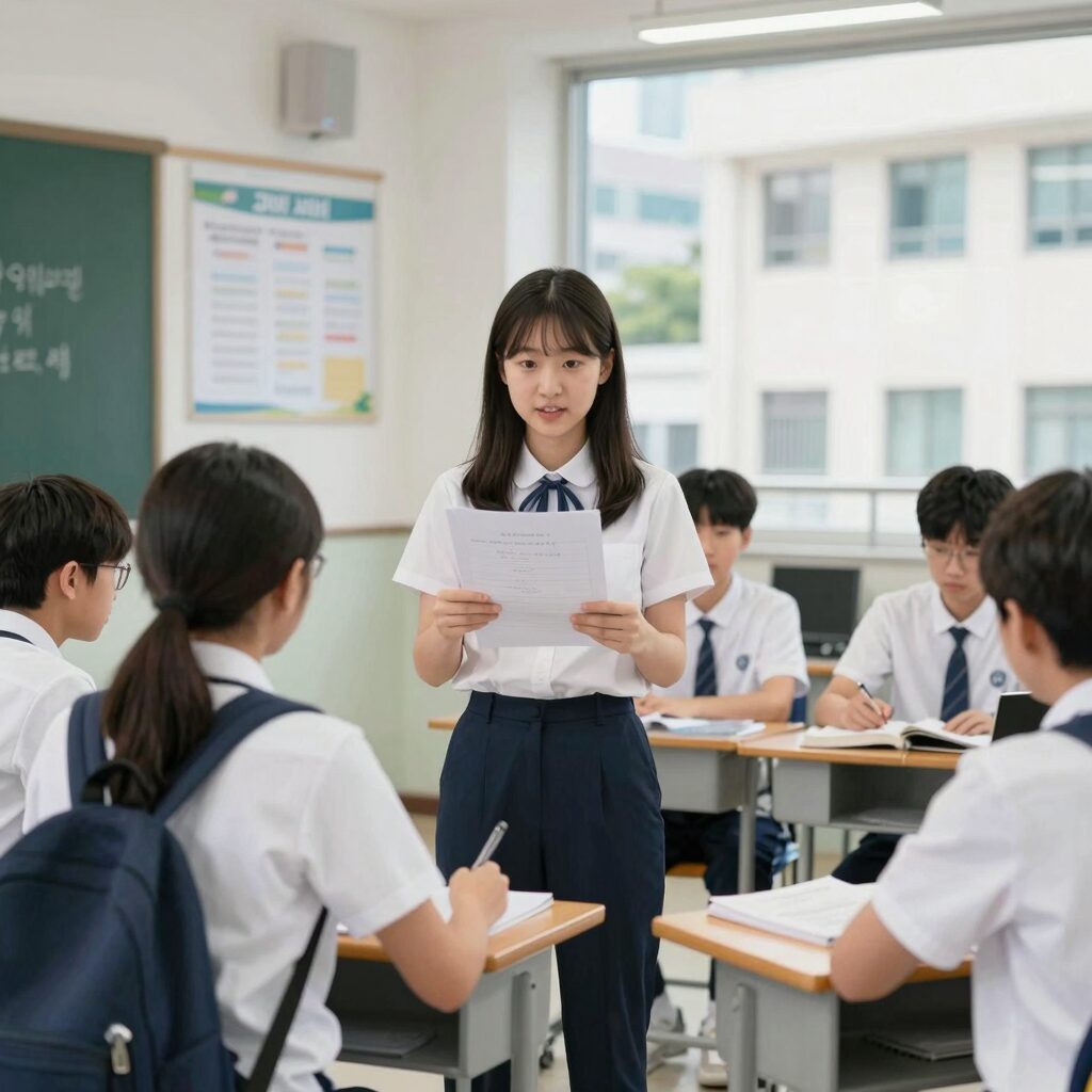영어 교과 세특 작성 예시와 학생 활동 사진