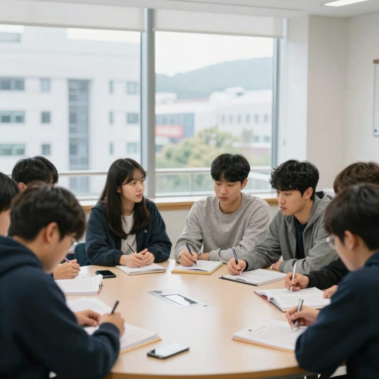 윤리와 사상 수업에서 학생들이 모둠 토론을 하고 있는 모습