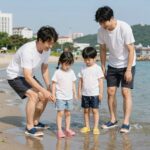 가족이 함께 신은 위크나인 아쿠아슈즈, 물놀이 중 안정적인 착용감