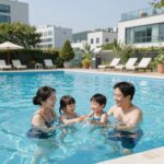 전북 풀빌라 가족여행 추천 베스트 전북 풀빌라 가족들이 프라이빗 수영장에서 즐거워하는 모습