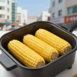 냉동 옥수수 전자레인지 조리 완성 사진
