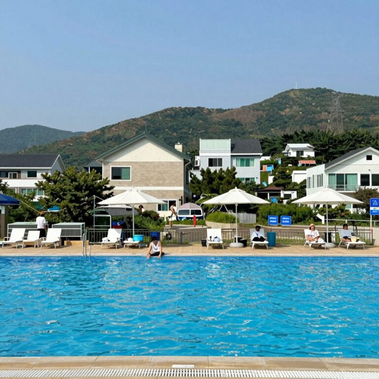 가평 용소폭포 더물펜션 야외수영장 전경