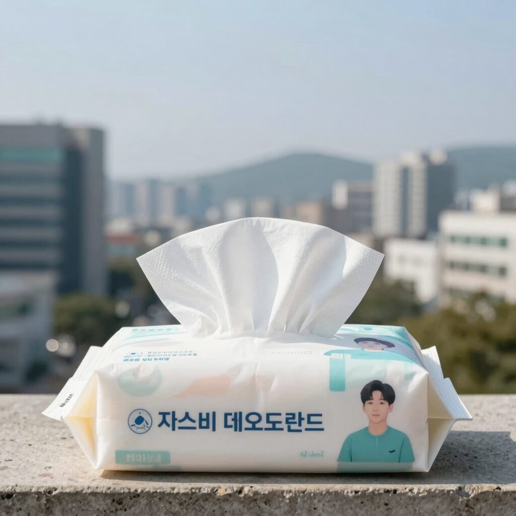 갸스비 데오도란트 샤워티슈 쿨타입과 아이스타입 패키지 사진