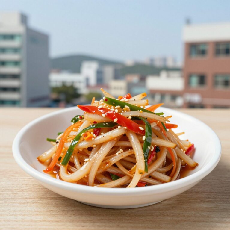 깐풍가지 반찬 접시에 담긴 모습