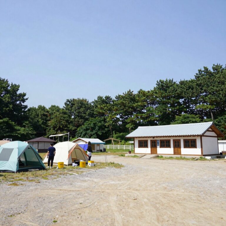 공주 505캠핑장 A존 사이트 전경과 시설