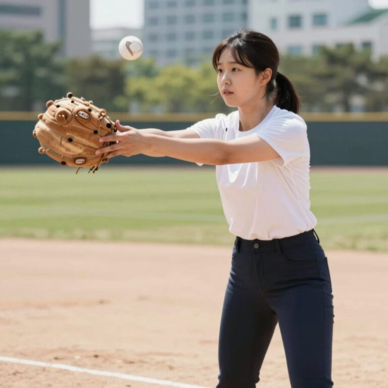 배우 하지원이 펜웨이 파크 마운드에서 시구를 준비하는 모습