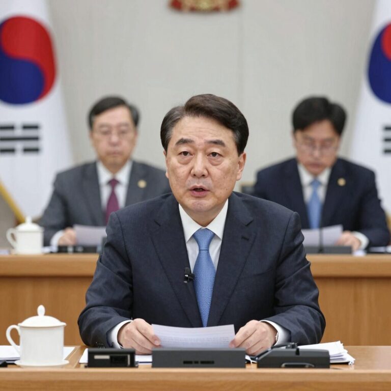 한덕수 국무총리가 국무회의에서 발언하고 있는 모습