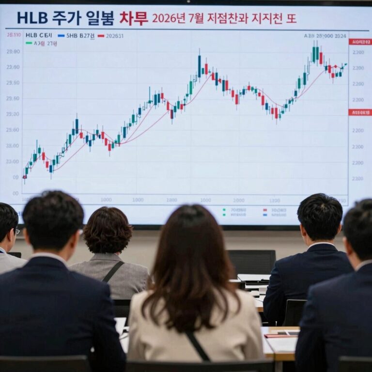 HLB 주가 일봉 차트 2026년 7월 저항선과 지지선 표시