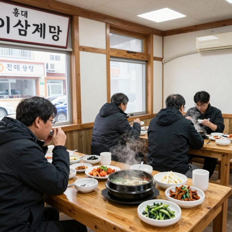홍대 삼계탕 맛집 진미삼계탕 내부와 영계 백숙 사진
