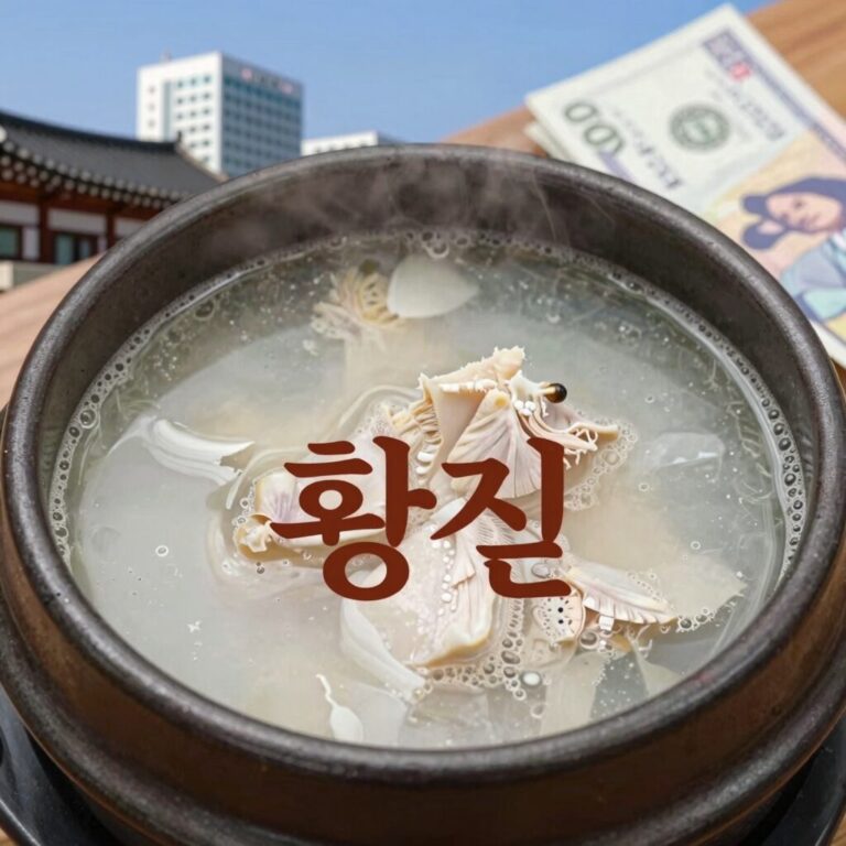 황칠 삼계탕이 담긴 뚝배기 사진