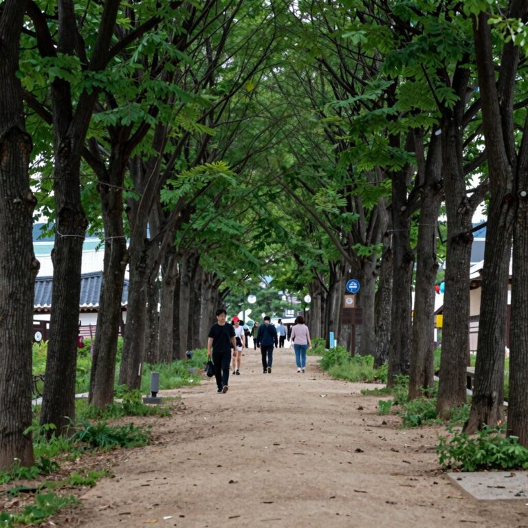 화순 연둔리 숲정이의 울창한 나무 숲길