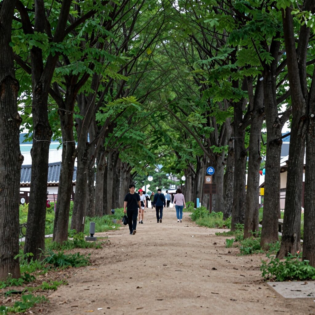 화순 연둔리 숲정이의 울창한 나무 숲길