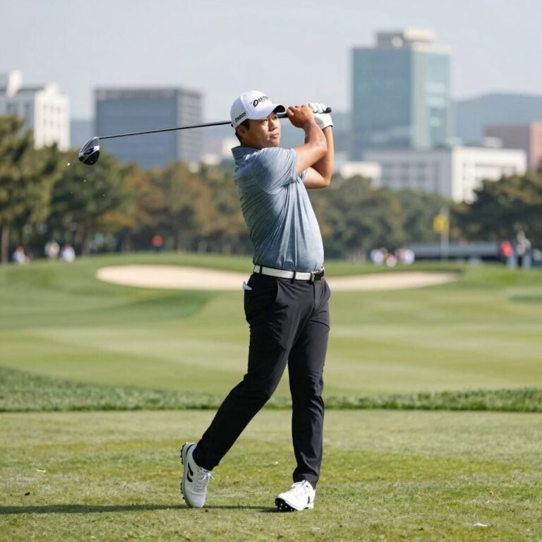 임성재 프로필 사진 PGA 투어 경기 중 스윙 모습
