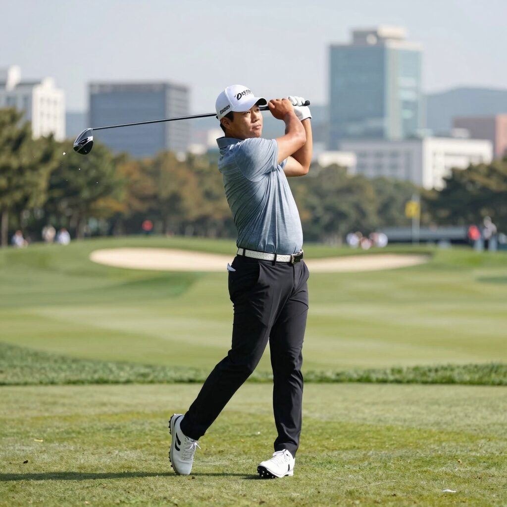 임성재 프로필 사진 PGA 투어 경기 중 스윙 모습