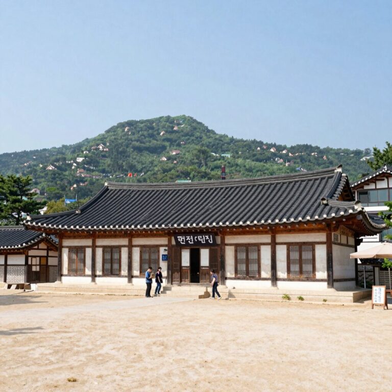 인제 펜션안단테 외관 유럽풍 건축과 푸른 산이 어우러진 모습