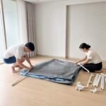 인텍스 프레임 풀장 중형 설치 준비 모습