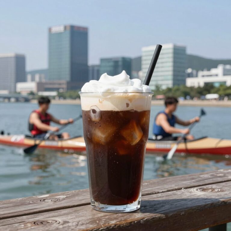 카누 썸머 블렌드 캡슐로 만든 아이스 아메리카노와 풍성한 크레마
