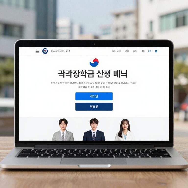 한국장학재단 홈페이지 로그인 화면에서 국가장학금 신청 메뉴를 찾는 모습