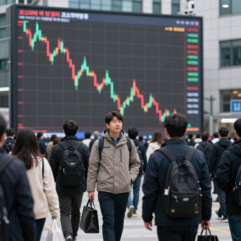 코스피 하락 마감 차트와 패닉 셀링 장면
