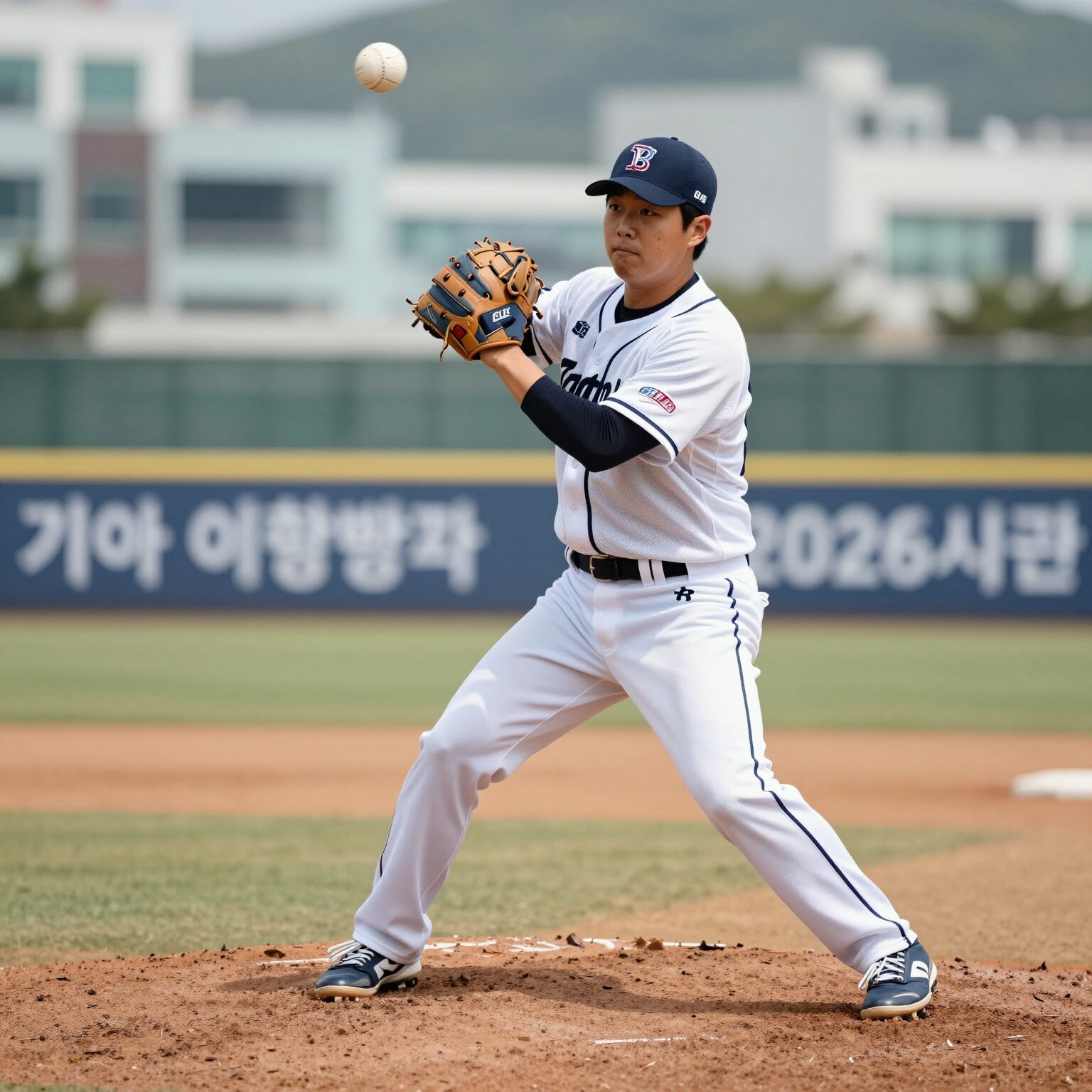 기아 이형범 2026시즌 마운드에서 투구하는 모습, 투심 그립을 보여주며 집중하고 있다.